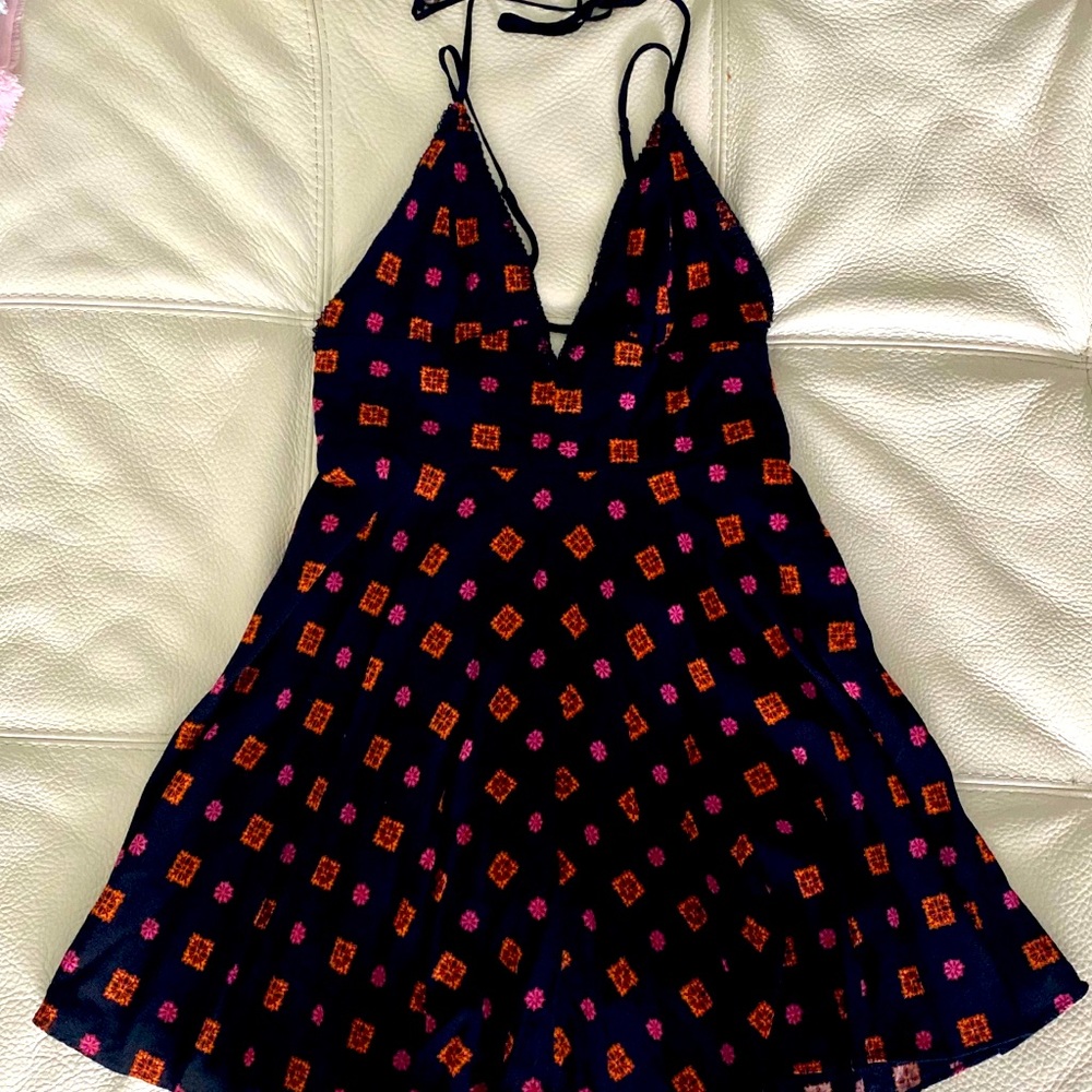 Urban Outfitters Strappy Black Printed Dress